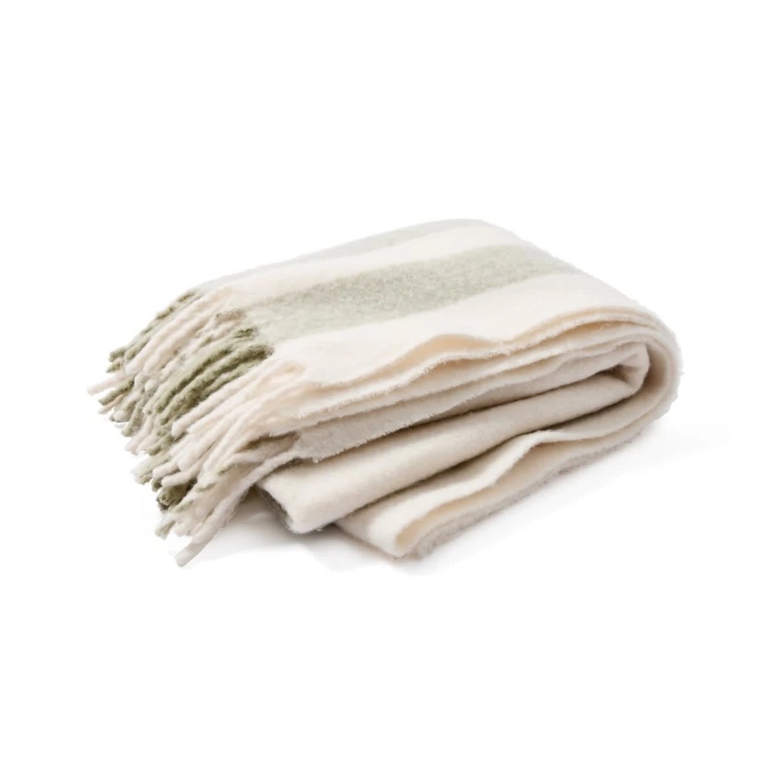 3 Stripe Brushed Throw - Sage, 3 of 6