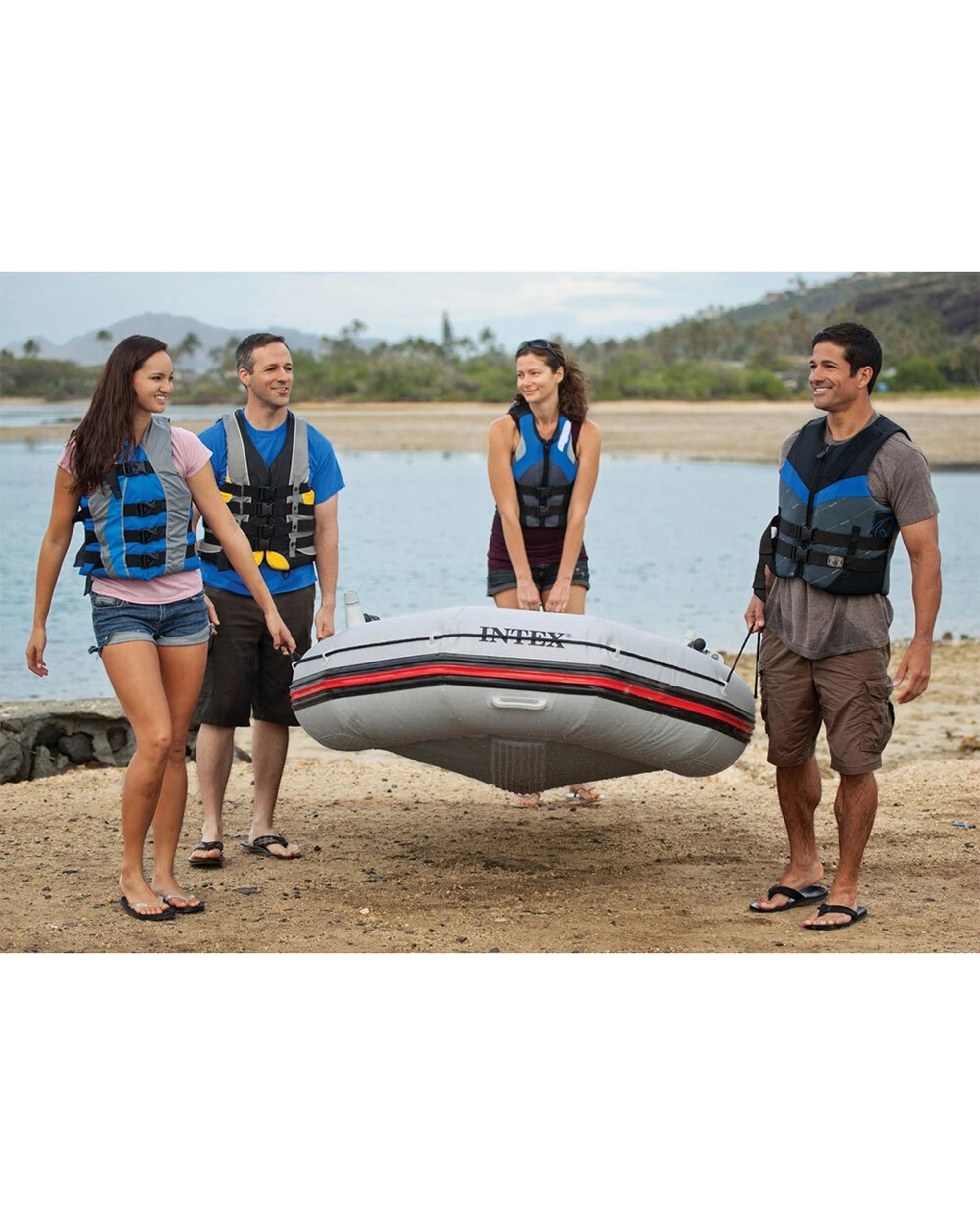 9 INTEX Mariner 4 Inflatable Boat Super Tough PVC Four Boston Valves - Blue, 9 of 9