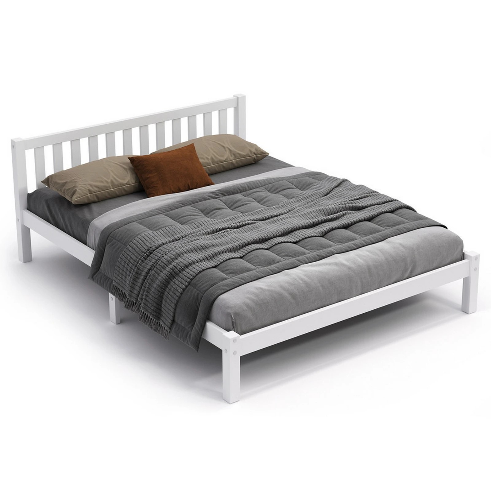 1 Alfordson Bed Frame Wooden Timber Double Size Mattress Base Platform Fenella - White, 1 of 10