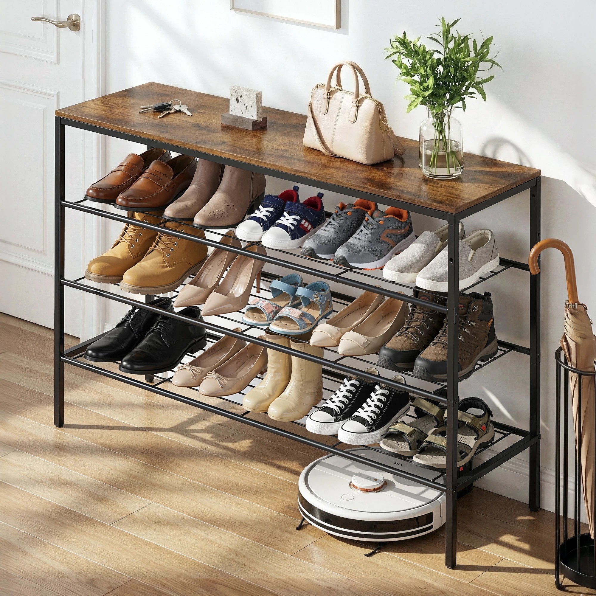 8 Artiss Shoe Rack 4 tier Storage Organiser - Black, 8 of 9
