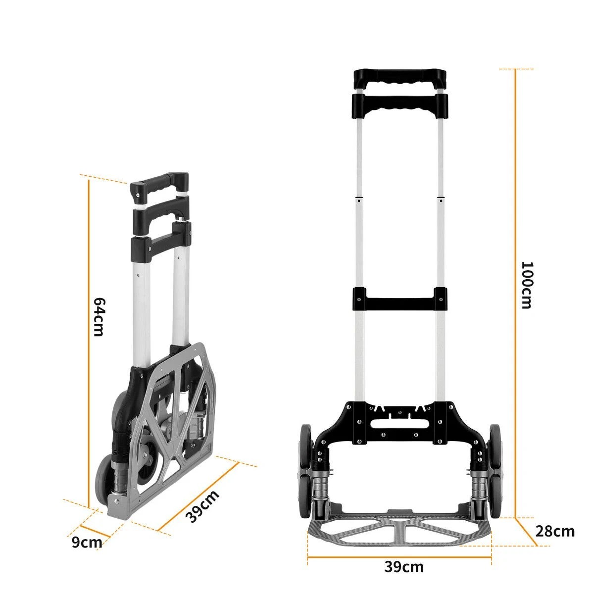2 AUSWAY Foldable Dolly Hand Truck Shopping Cart Trolley Stair Climbing Portable, 2 of 5