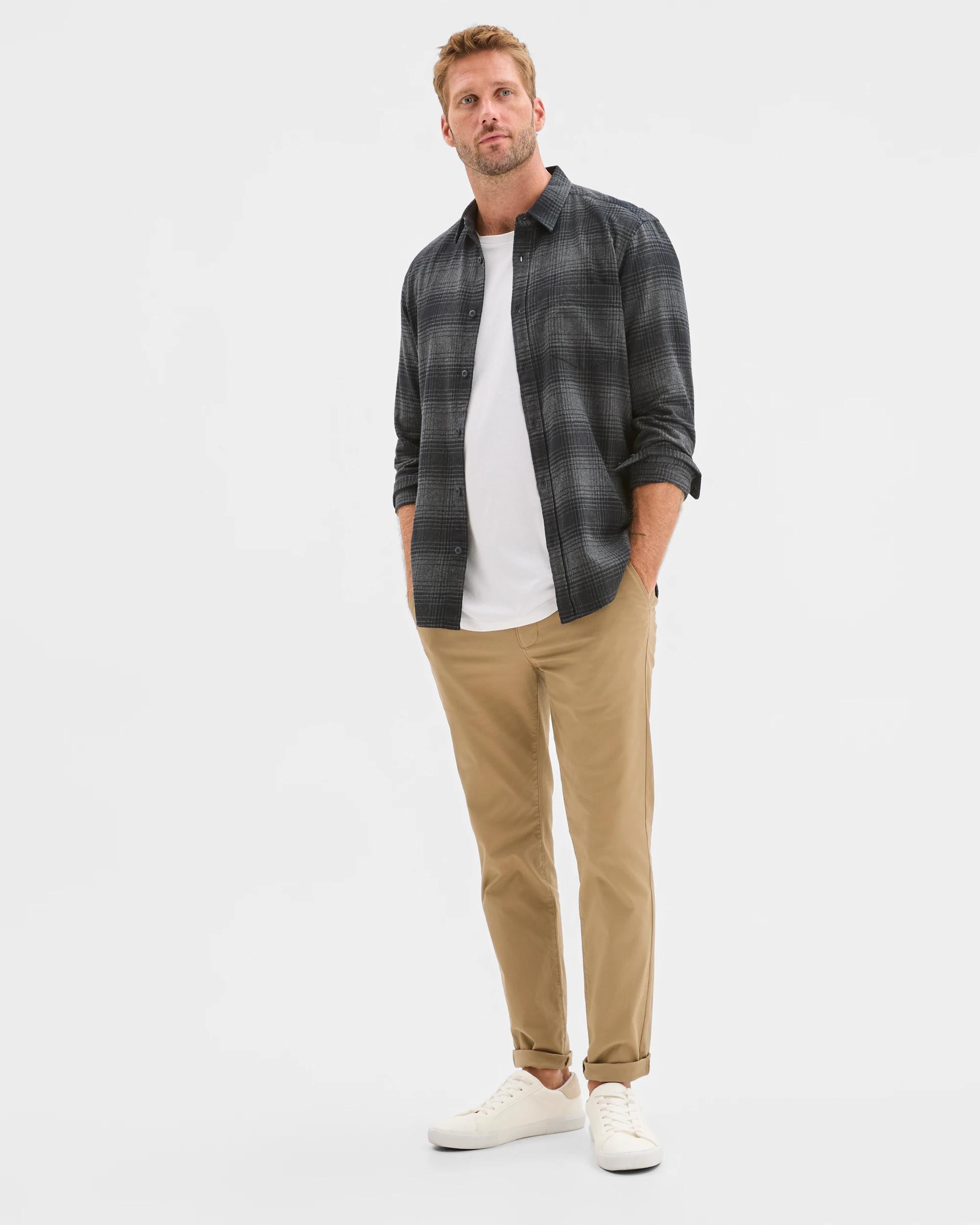 2 Target Australian Cotton Long Sleeve Flannelette Shirt CHARCOAL, 2 of 6