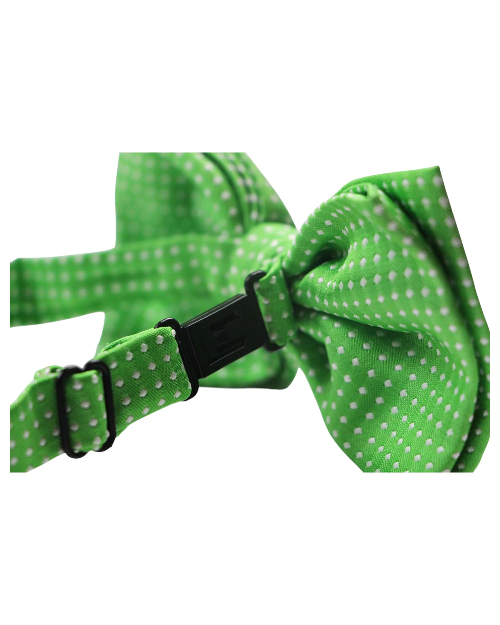 2 Zasel Mens Green Plain Coloured Bow Tie With White Polka Dots, 2 of 3