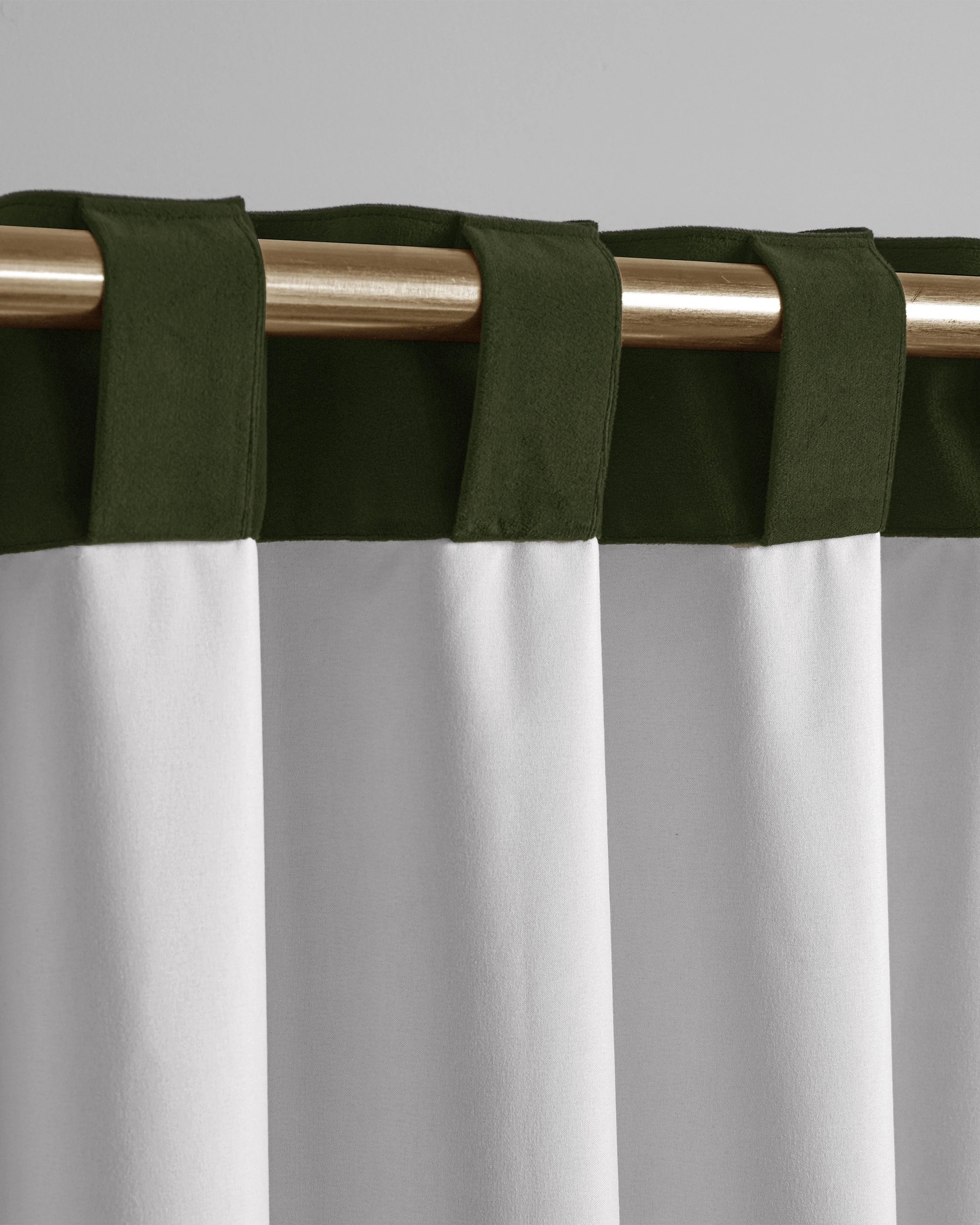 4 Cadence & Co. Byron Matte Velvet 100% Blockout Concealed Tab Top Curtains Twin Pack 135x223cm - Olive, 4 of 7