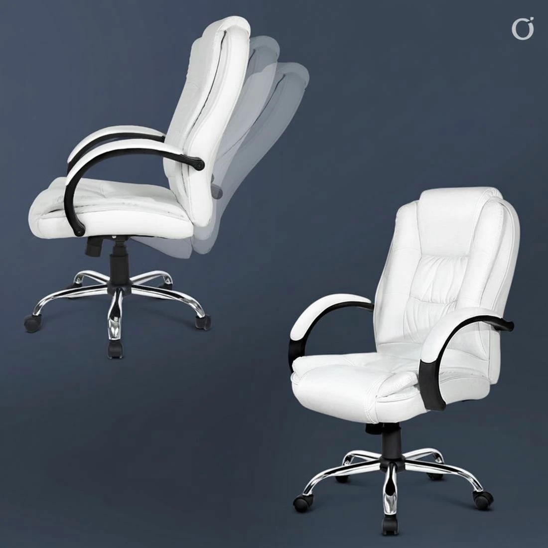 4 Artiss Executive Office Chair Leather Tilt - White, 4 of 5