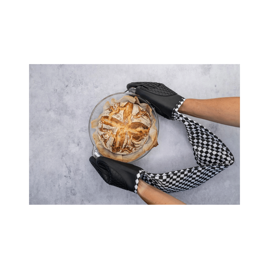 2 Cuisena Silicone Fabric Double Oven Glove - Heat Resistant Kitchen Mitt
 - Black, 2 of 8