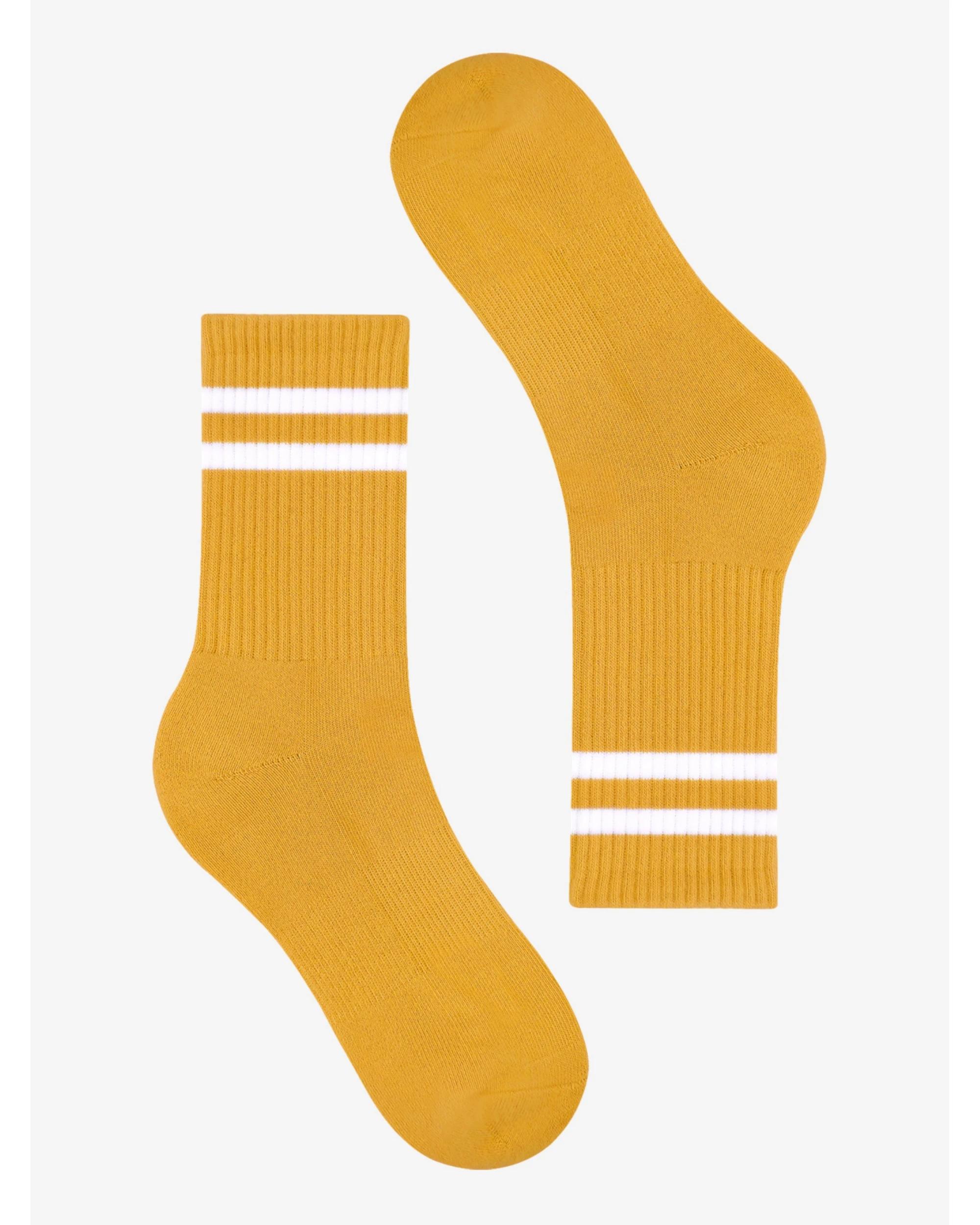 1 Advwin Medium Brown Crew Socks for Sports and Daily Wear Yellow, 1 of 5