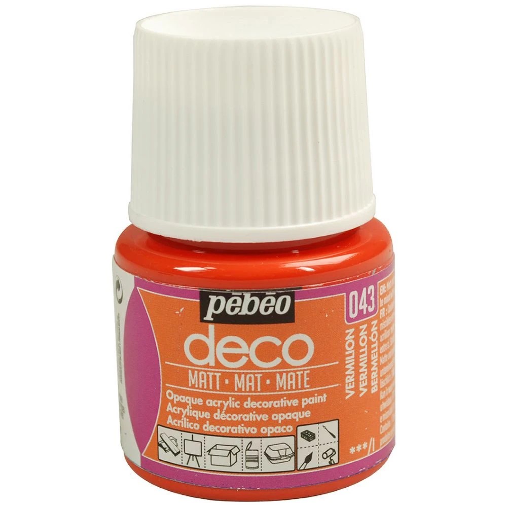 1 Pebeo Deco Acrylic Paint Matte 45mL Vermillion, 1 of 1