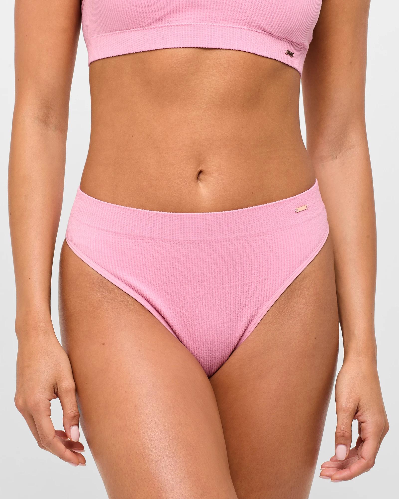 2 Ribbed Seamfree High Waisted G-string Briefs - Lily Loves ORCHID SMOKE, 2 of 3