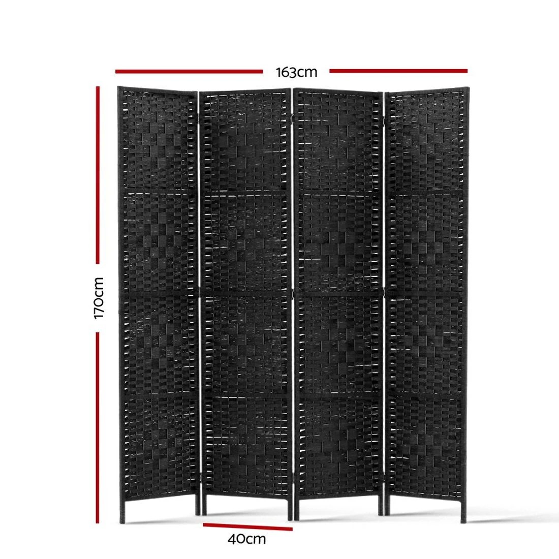 2 Artiss 4 Panel Room Divider Screen 163x170cm Woven
 - black, 2 of 8