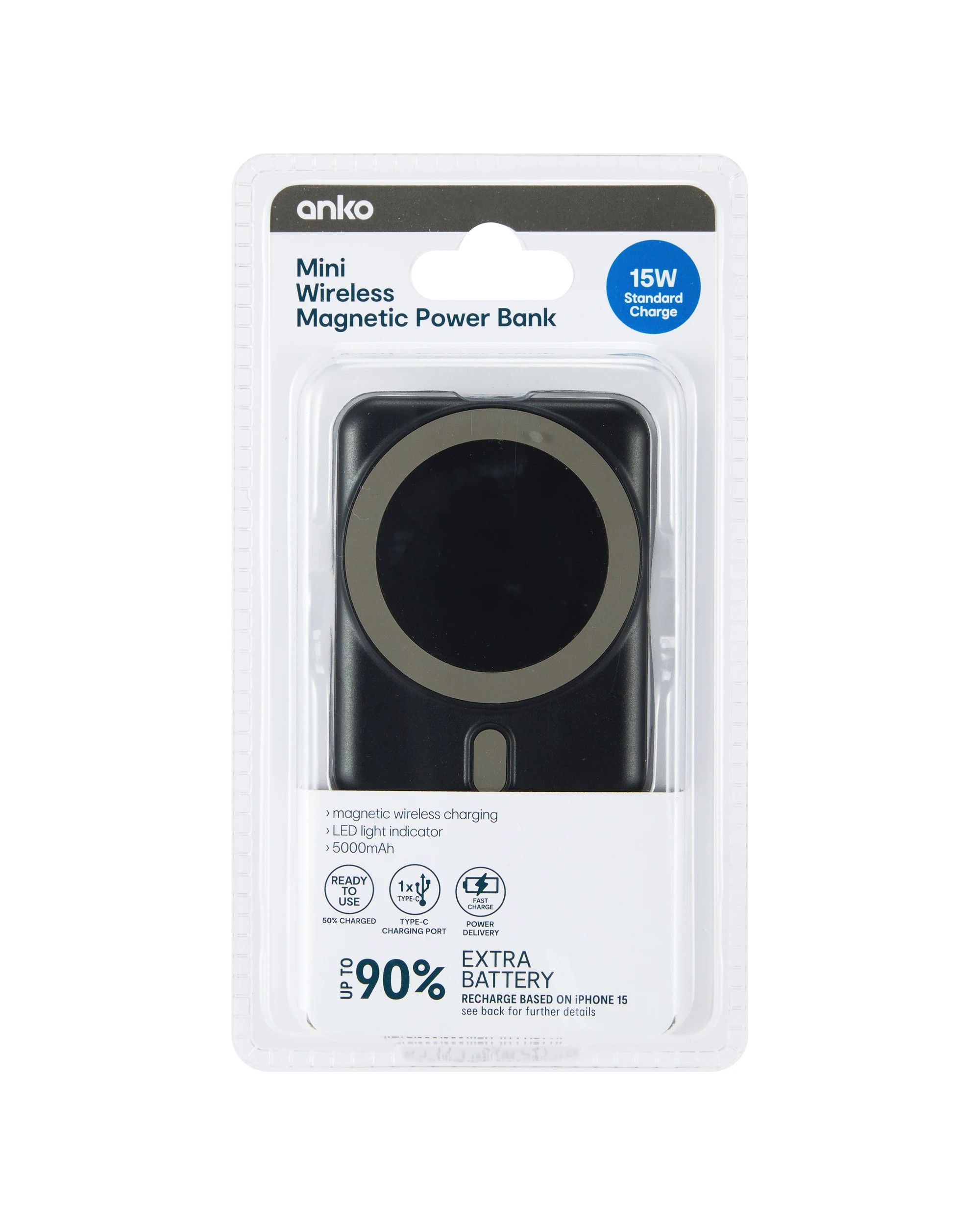7 Mini 5000 mAh Wireless Power Bank - Black, 7 of 7