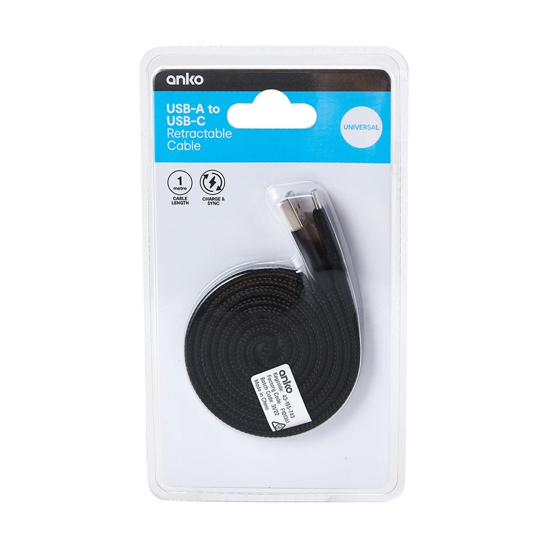 4 USB-A to USB-C Retractable Universal Cable - 1m, 4 of 4