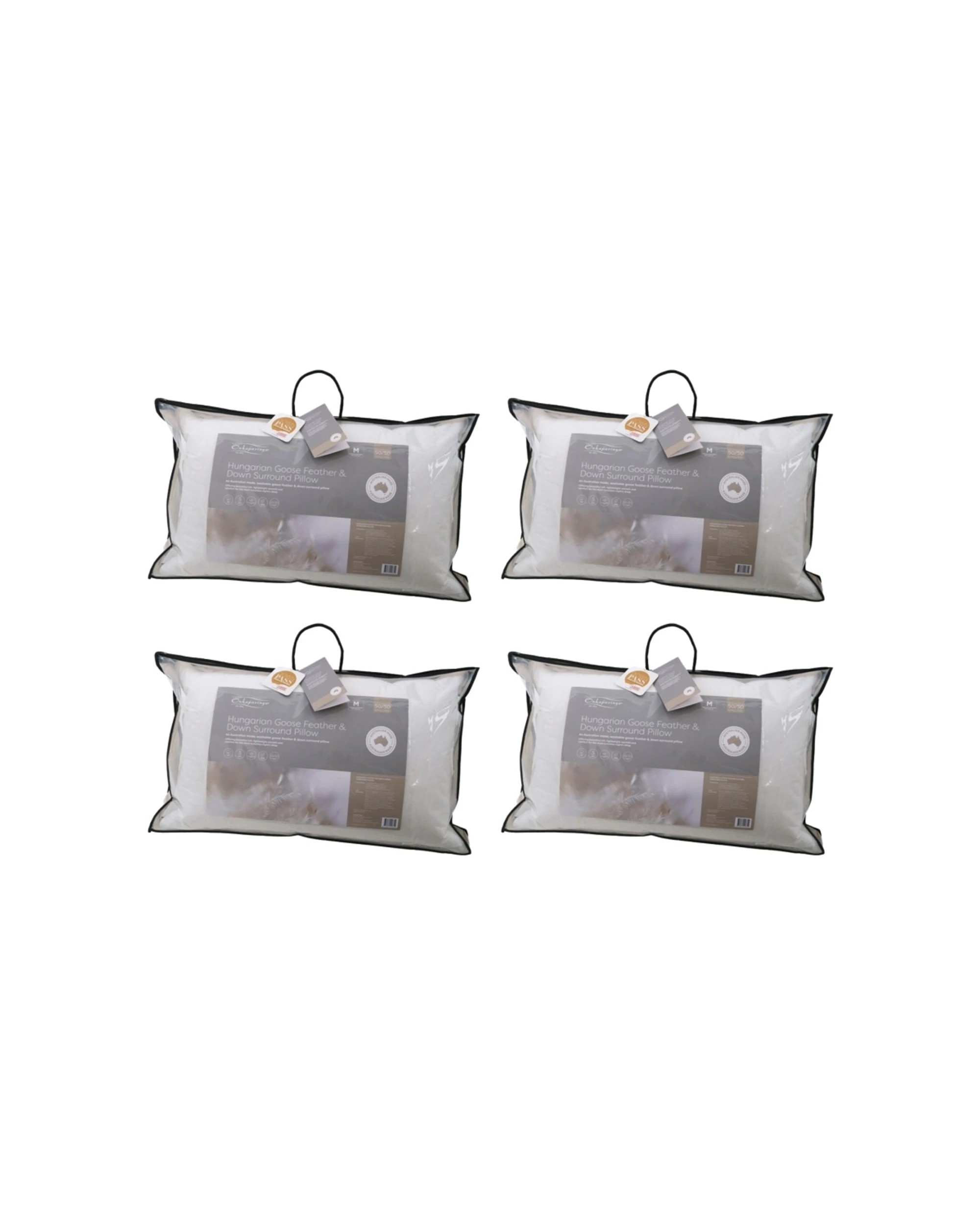 1 Onkaparinga 50-50 Hungarian Goose Feather & Down Surround Pillow Standard 4PK - Plain, 1 of 8