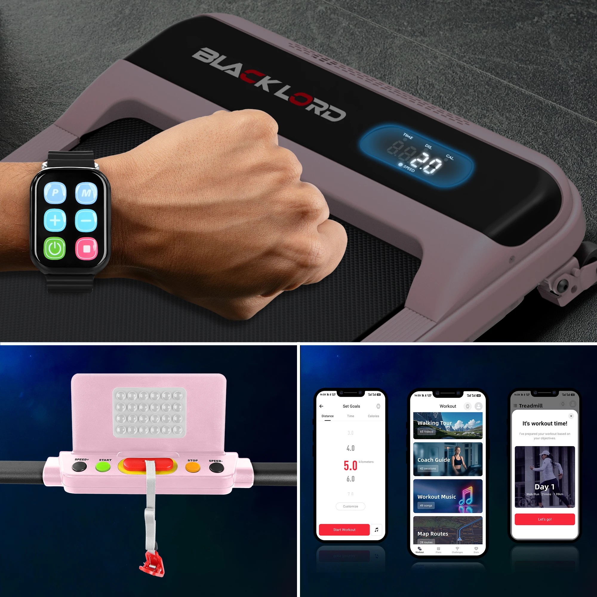 6 Black Lord Treadmill Electric Walking Pad Home Office Incline Foldable - Pink, 6 of 9