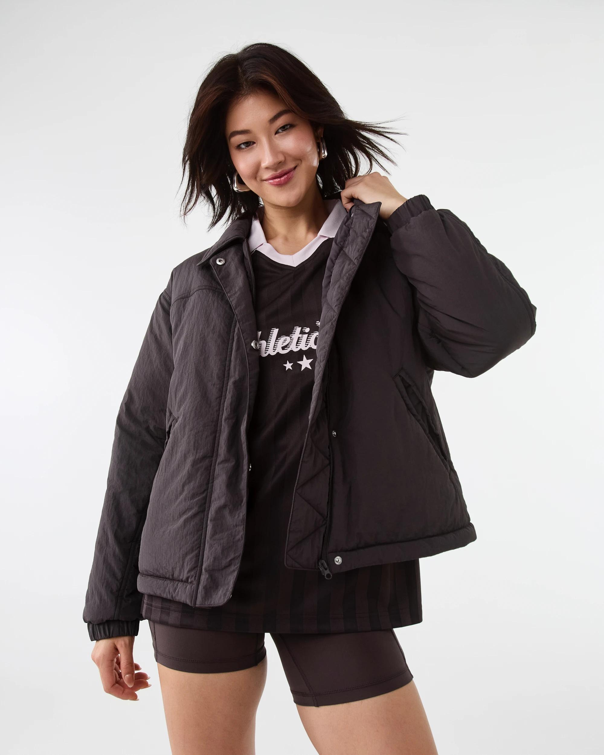1 Active Womens Zip Through Sports Bomber Jacket Espresso, 1 of 9