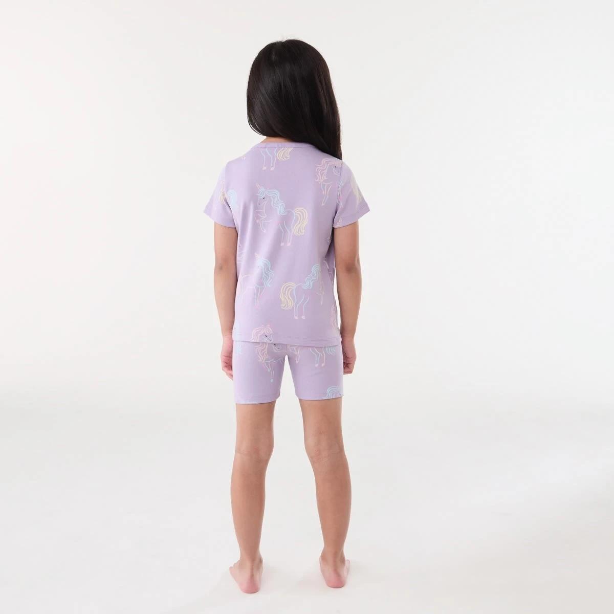 2 Short Sleeve Ribbed Pyjama Set PURPLE UNICORN, 2 of 6