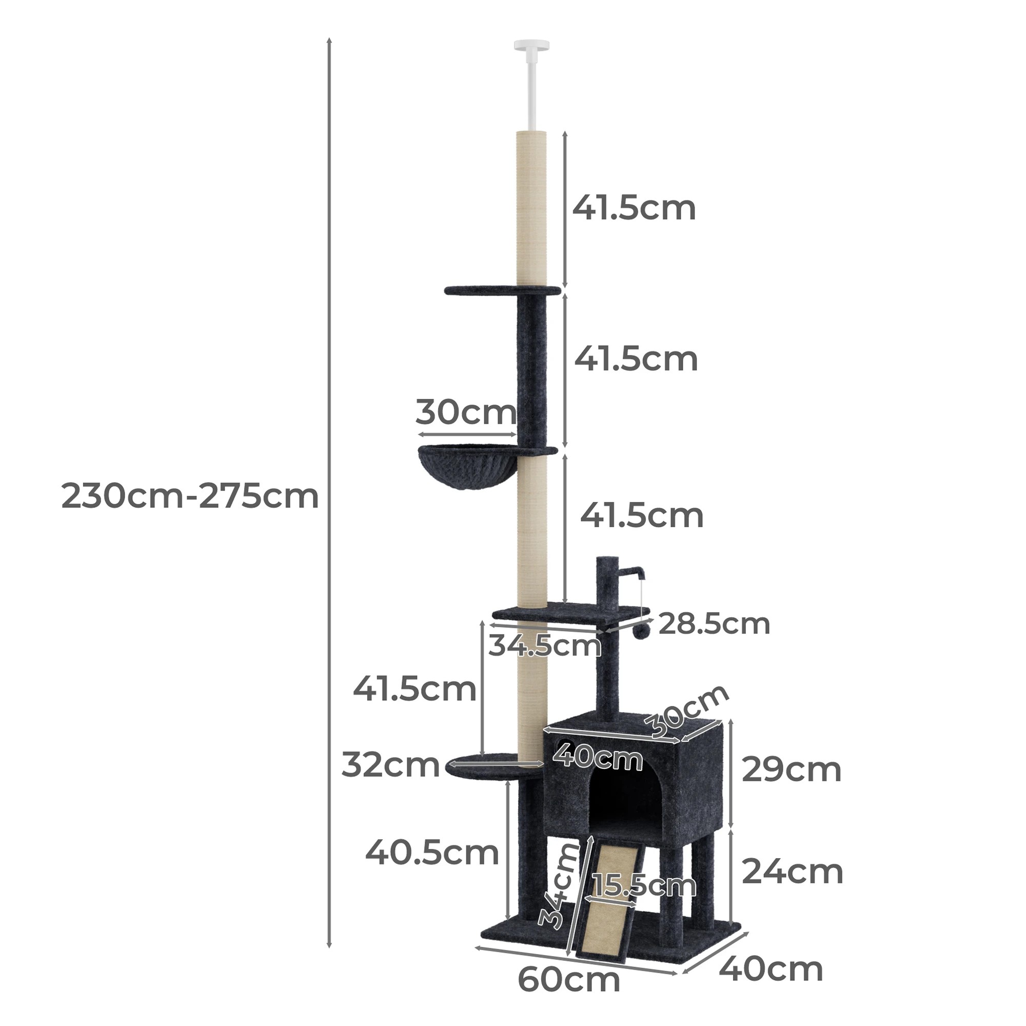 2 Pawz Cat Tree 6-tier 230-275cm, 2 of 5