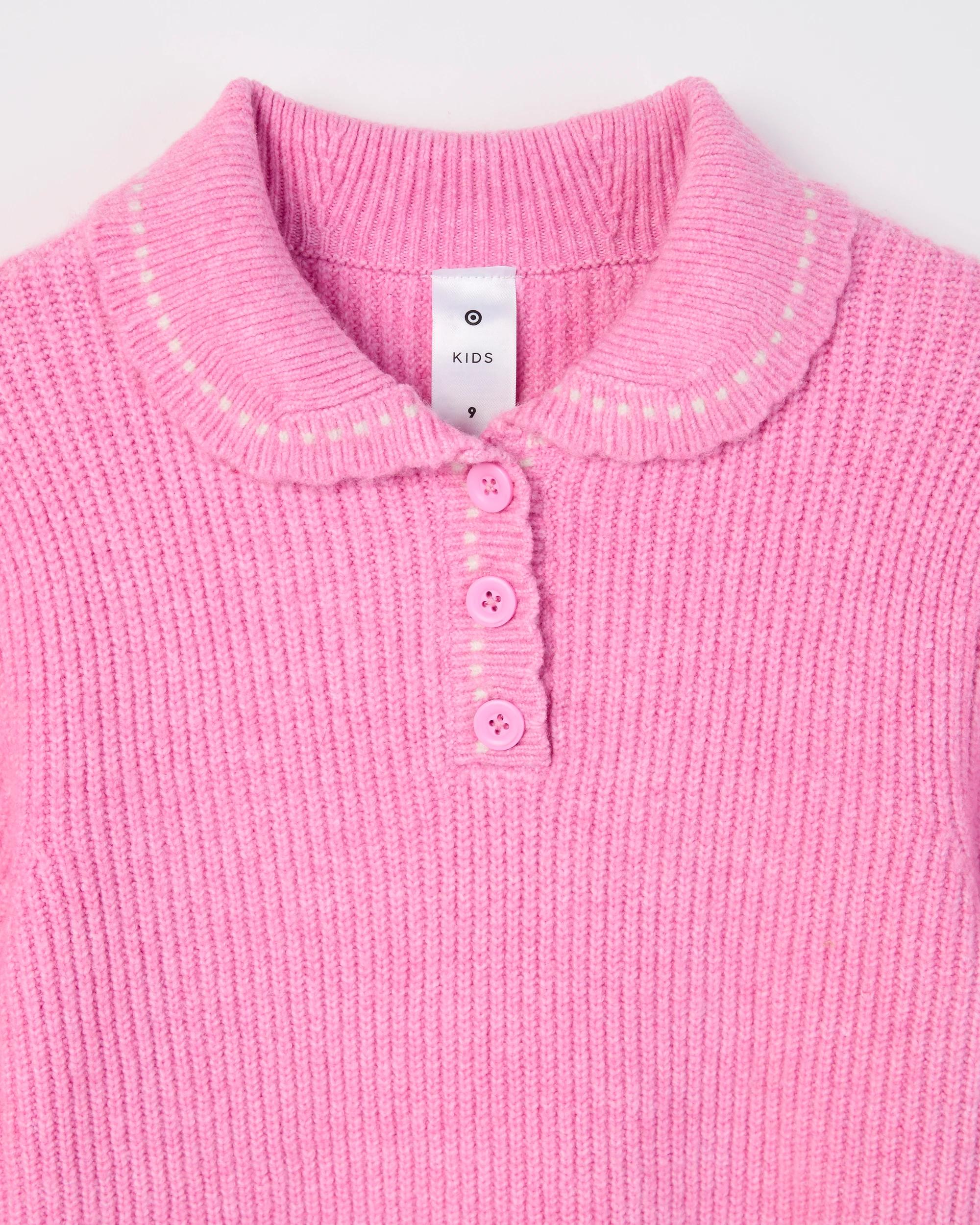 8 Target Kids Long Sleeve Collared Knit Jumper PINK, 8 of 8