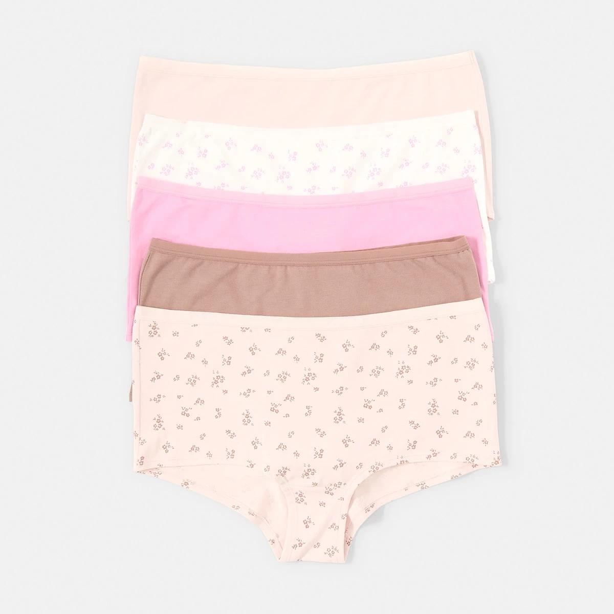 1 5 Pack Boyleg Briefs Bwn Flrl, 1 of 10