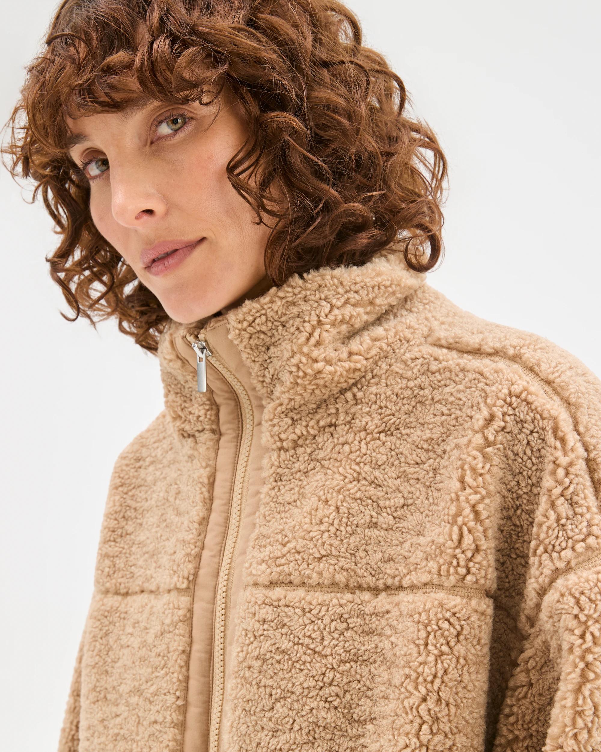 5 Target Woman Relaxed Sherpa Zip Through Jacket CAMEL, 5 of 6
