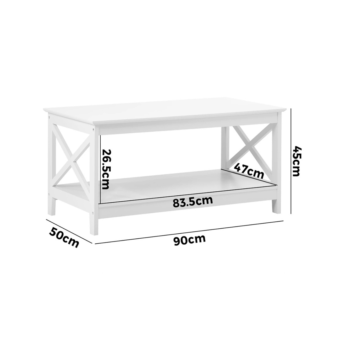 10 Oikiture Coffee Table Side Tables Storage Rack Shelf 2-tier
 - White, 10 of 10