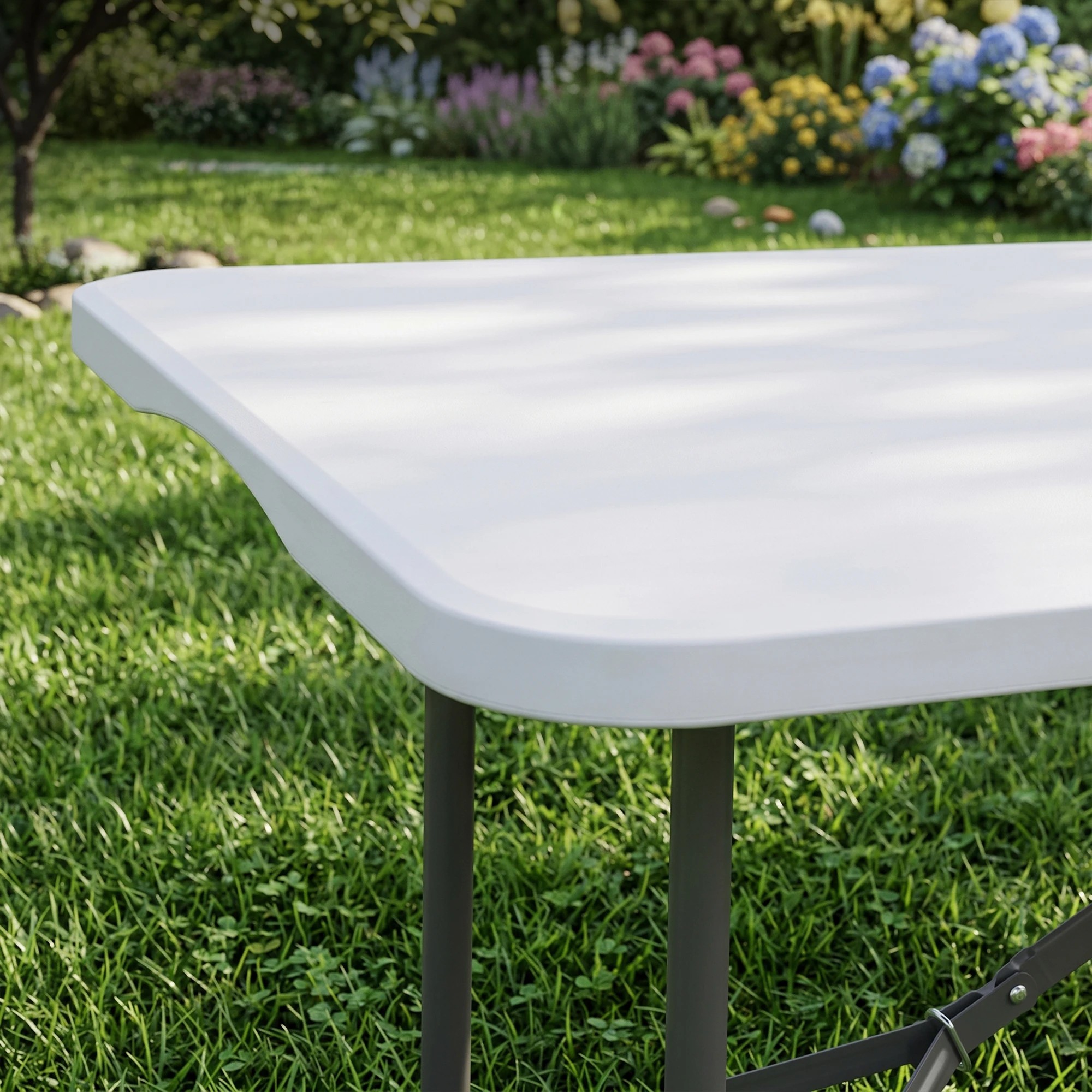 6 Gardeon 180cm Folding Table Portable Fold-in-Half with Handle Camping Picnic - White, 6 of 9