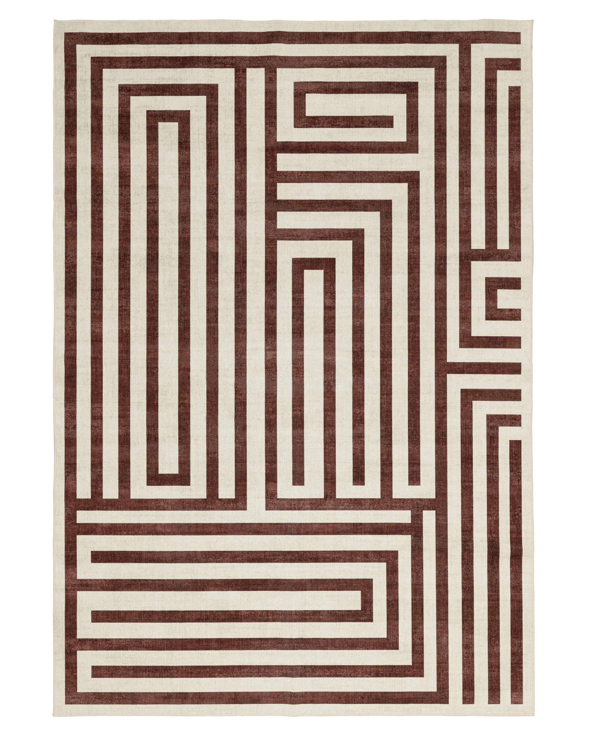 1 Loopsie Manale Geometric Washable Rug-400cm x 300cm - Brown, 1 of 9