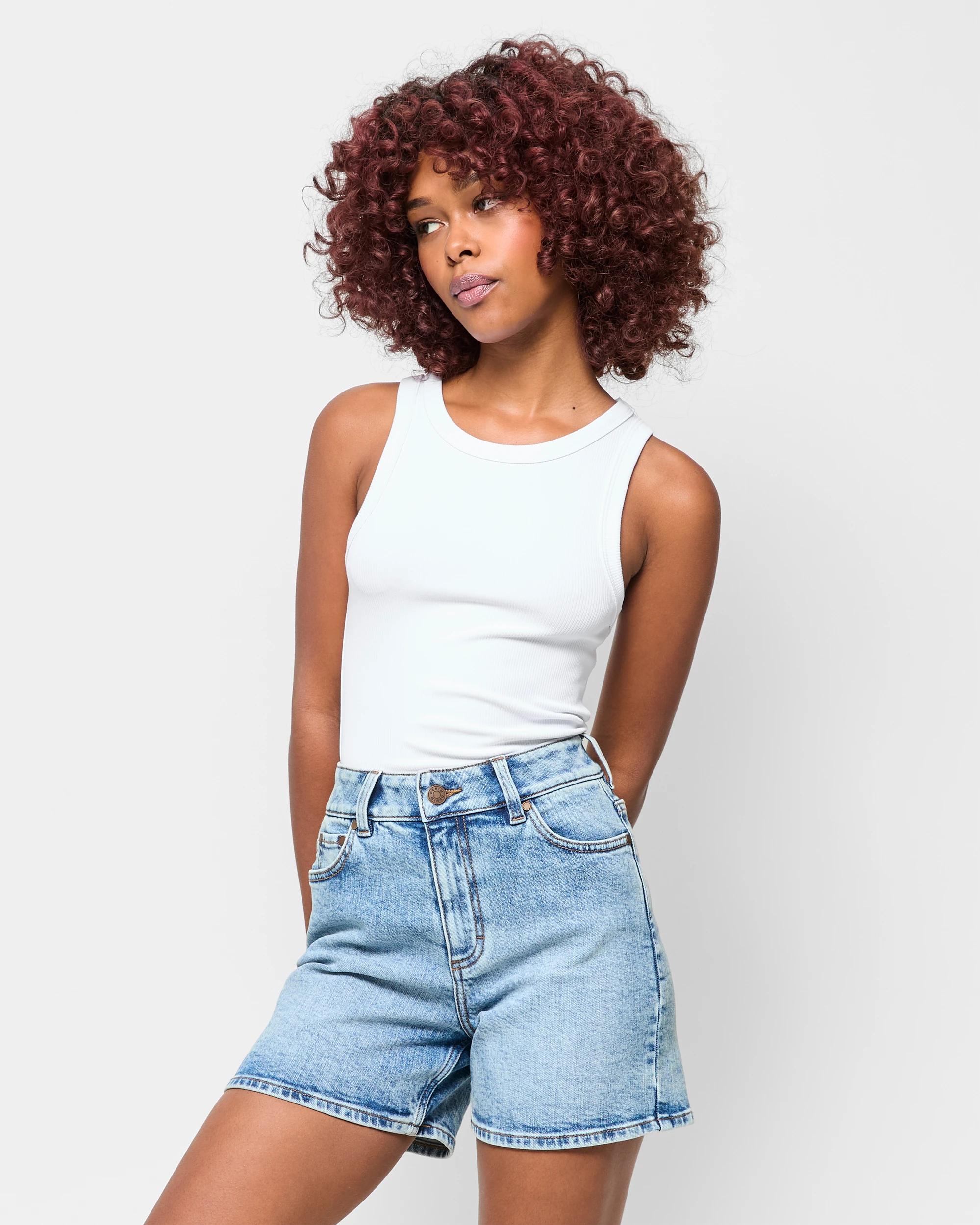 2 Target Petites A-line Denim Shorts DAYBREAK BLUE, 2 of 5