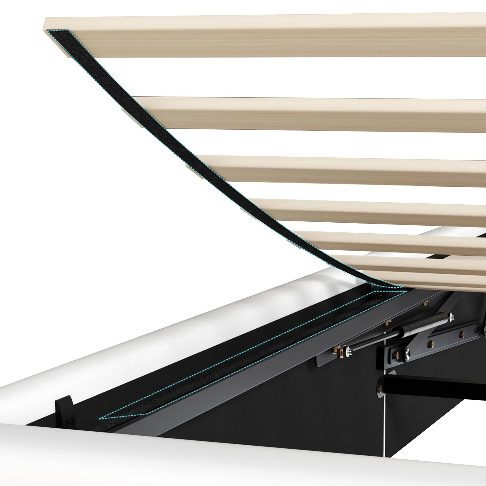 10 Alfordson Bed Frame Double Size Gas Lift Storage Base Wooden Milton - White, 10 of 10