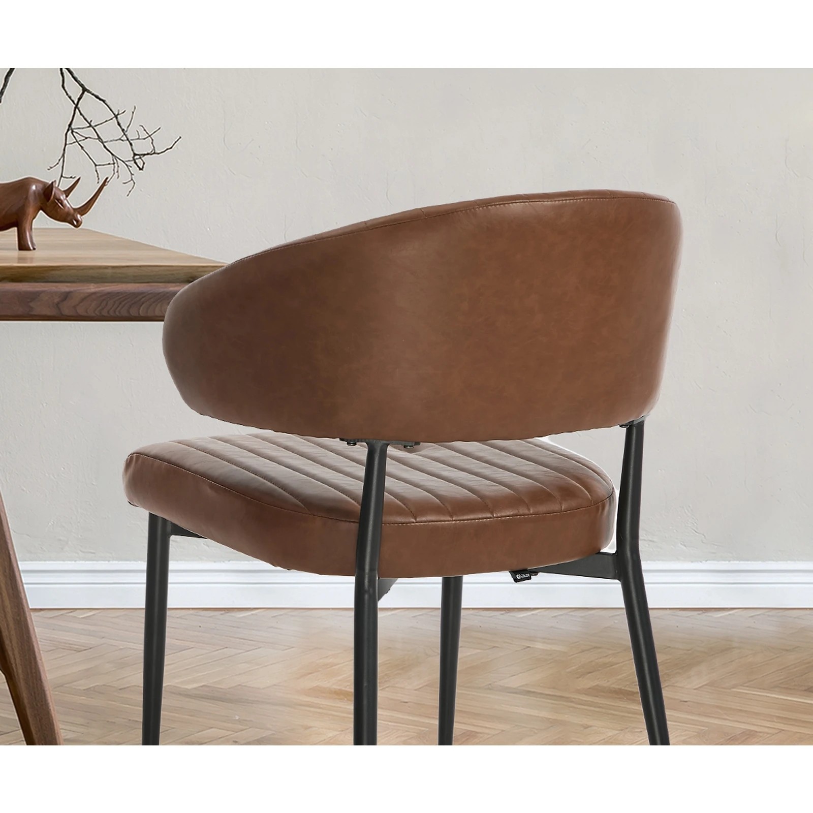 5 Oikiture 4x PU Leather Dining Chair Kitchen Padded Seat - Brown, 5 of 9