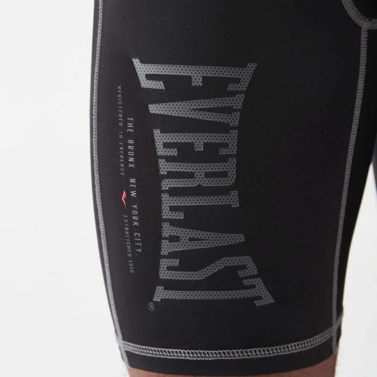 6 Everlast Mens Long Leg Performance Trunks Blk Silver, 6 of 6