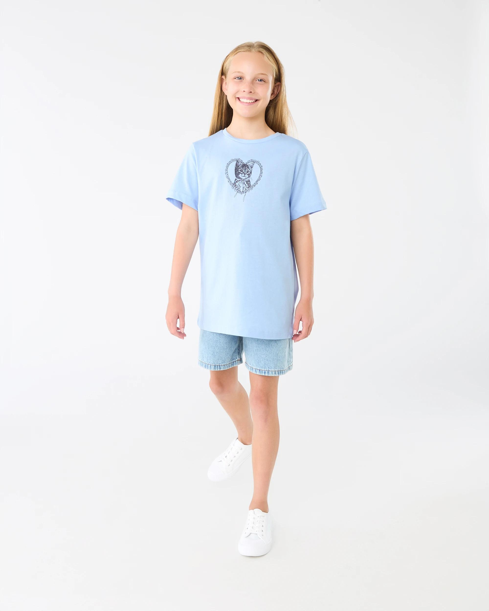 6 Short Sleeve Print T-shirt Blu Kitty, 6 of 6