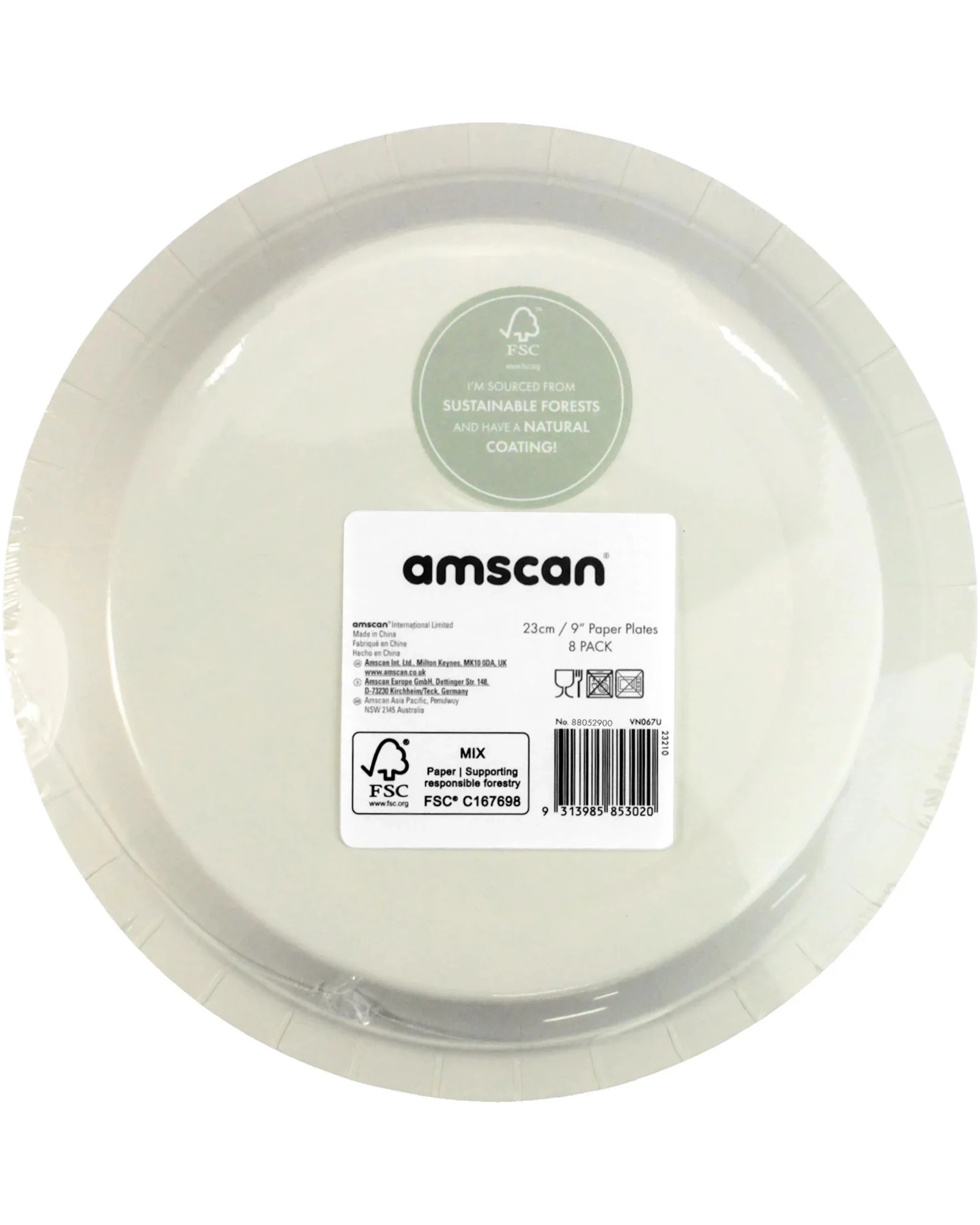 3 Amscan Pastel Pink Gingham Large Paper Plates Pack of 8 - Pink, 3 of 3