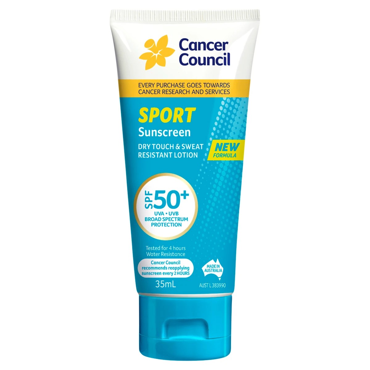 1 Cancer Council Sport Dry Touch & Sweat Resistant SPF50+ Sunscreen Lotion 35ml - Aloe Vera & Vitamin E, 1 of 2