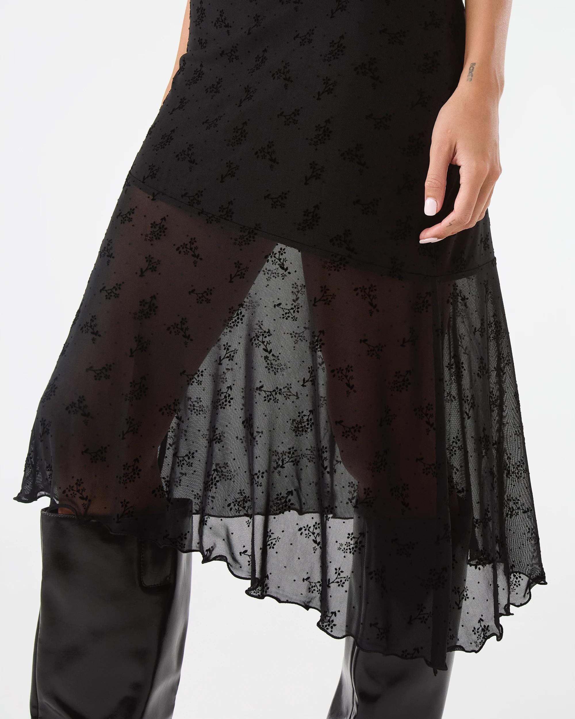 7 Burnout Mesh Asymmetric Skirt Black, 7 of 7