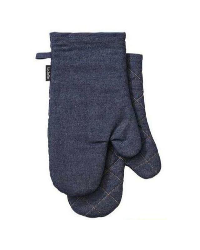 Ladelle 2-Pack Oven Mitts Cotton Heat-Resistant, Denim Blue - 