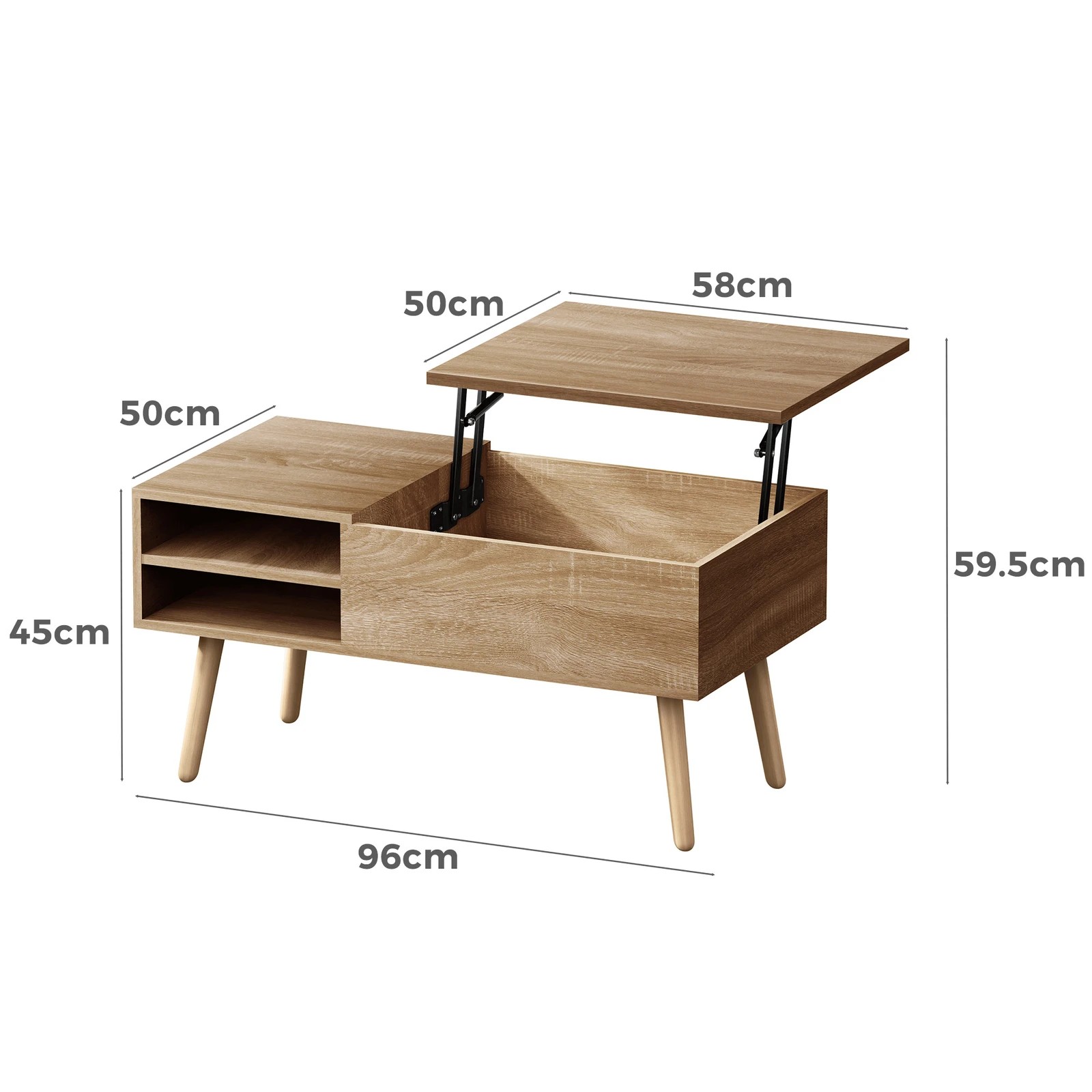 7 Alfordson Coffee Table 2-in-1 Lift Up Hidden Storage Wood, 7 of 10