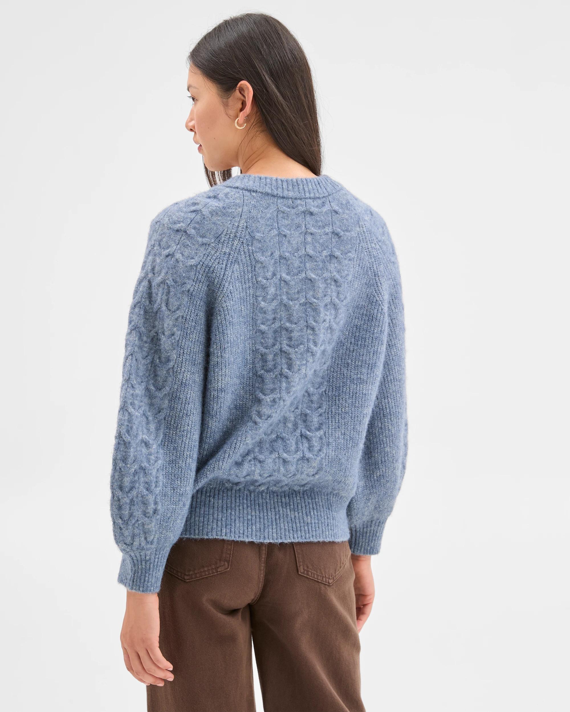 7 Target Woman Cable Knit Bell Sleeve Cardigan BLUE FOG, 7 of 8