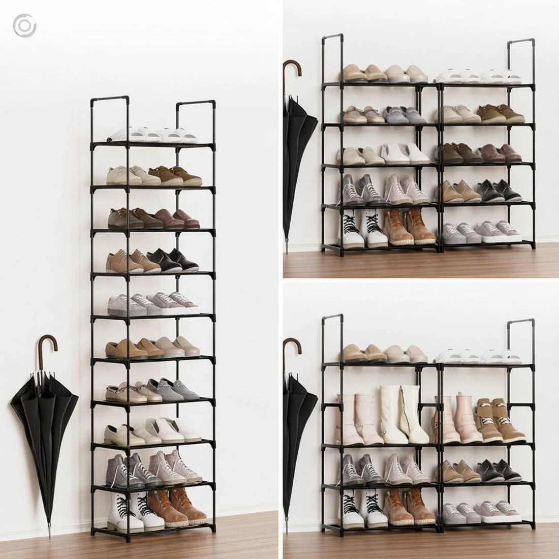 6 Artiss Shoe Rack Diy Stackable 10-tier Entryway Closet Organizer Space Saving Sturdy Easy Assembly Bedside Table - Black, 6 of 8