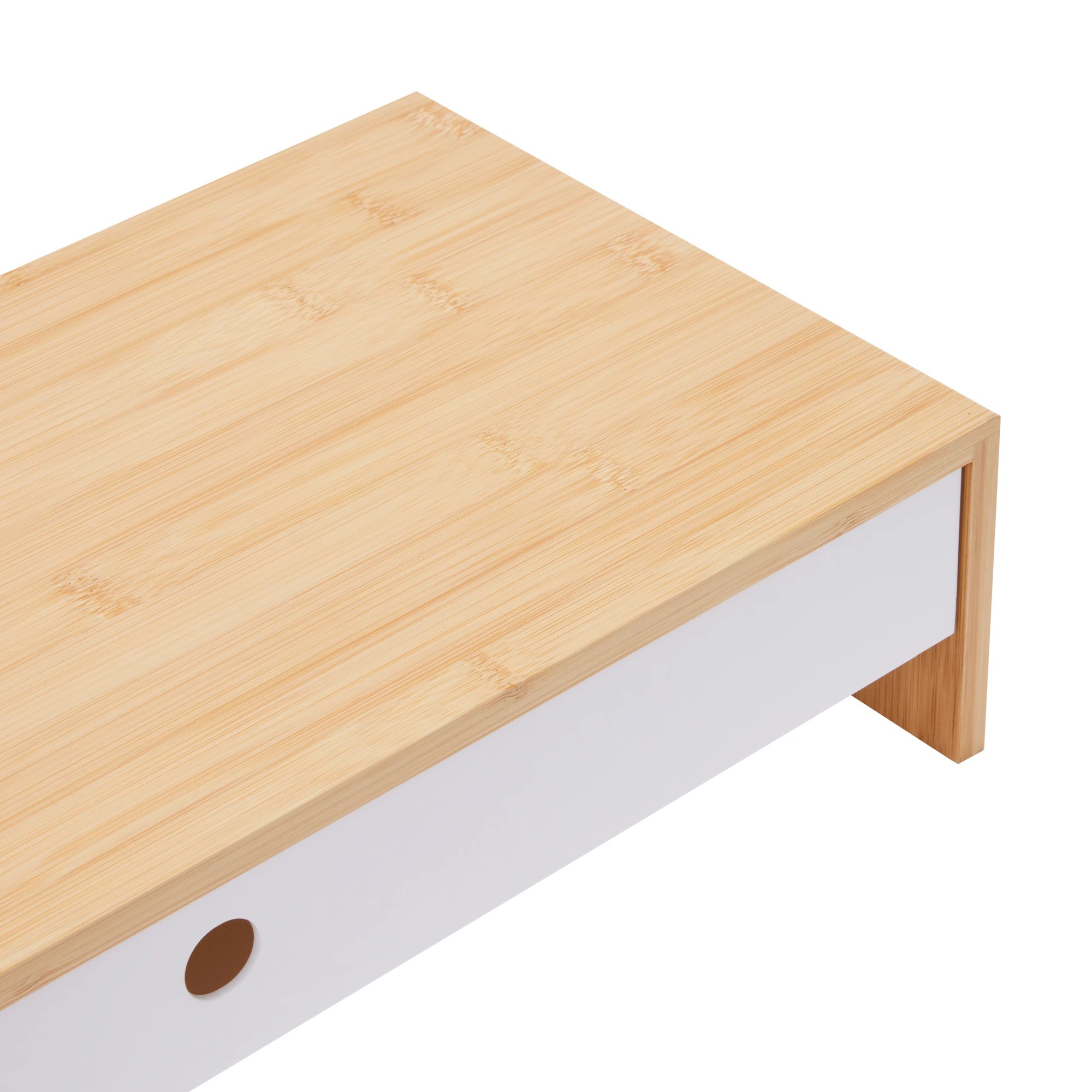 6 Bamboo and Plastic Monitor Stand with Drawer - White, 6 of 9