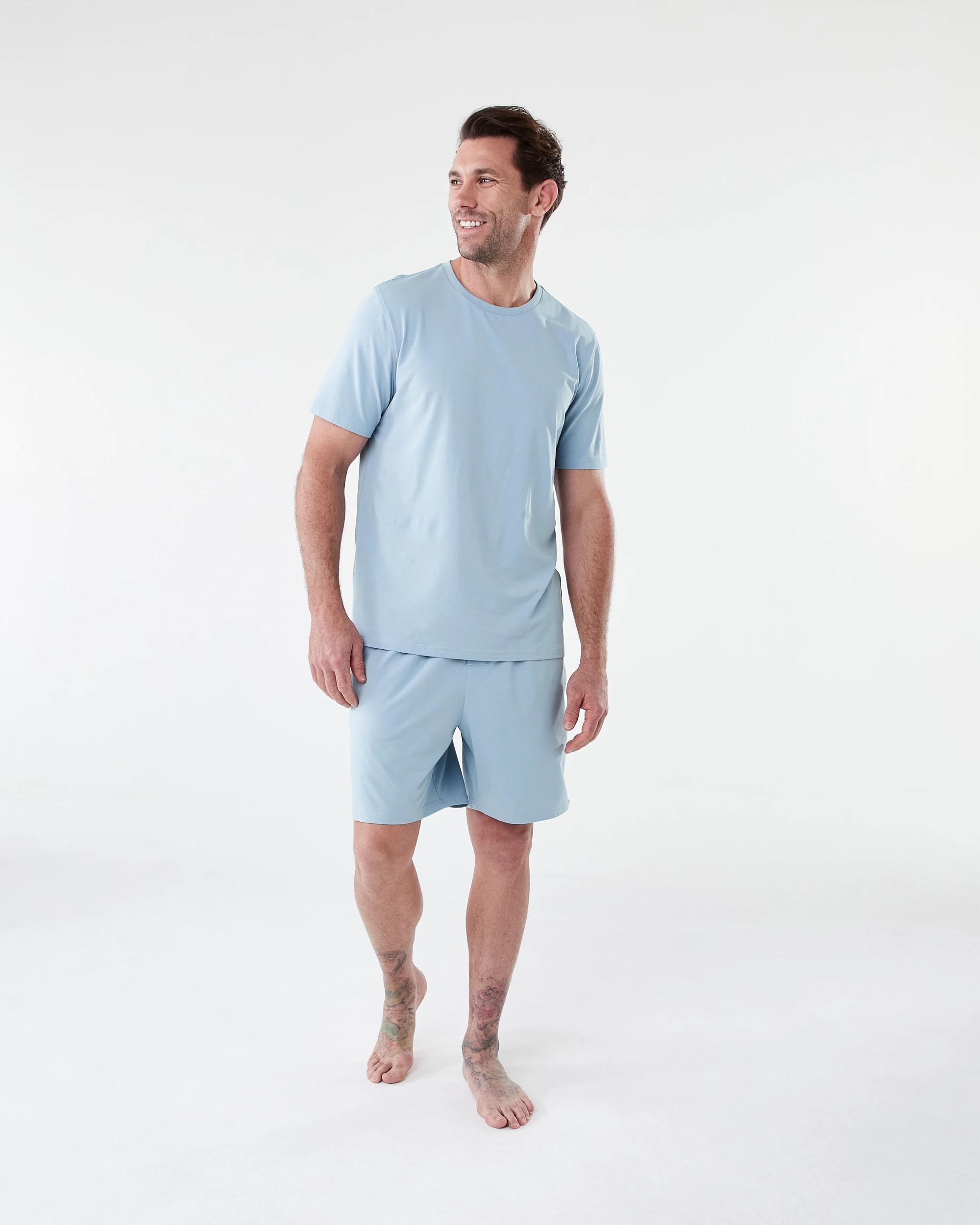 7 Cotton Elastane Sleep Shorts FOG BLUE, 7 of 7