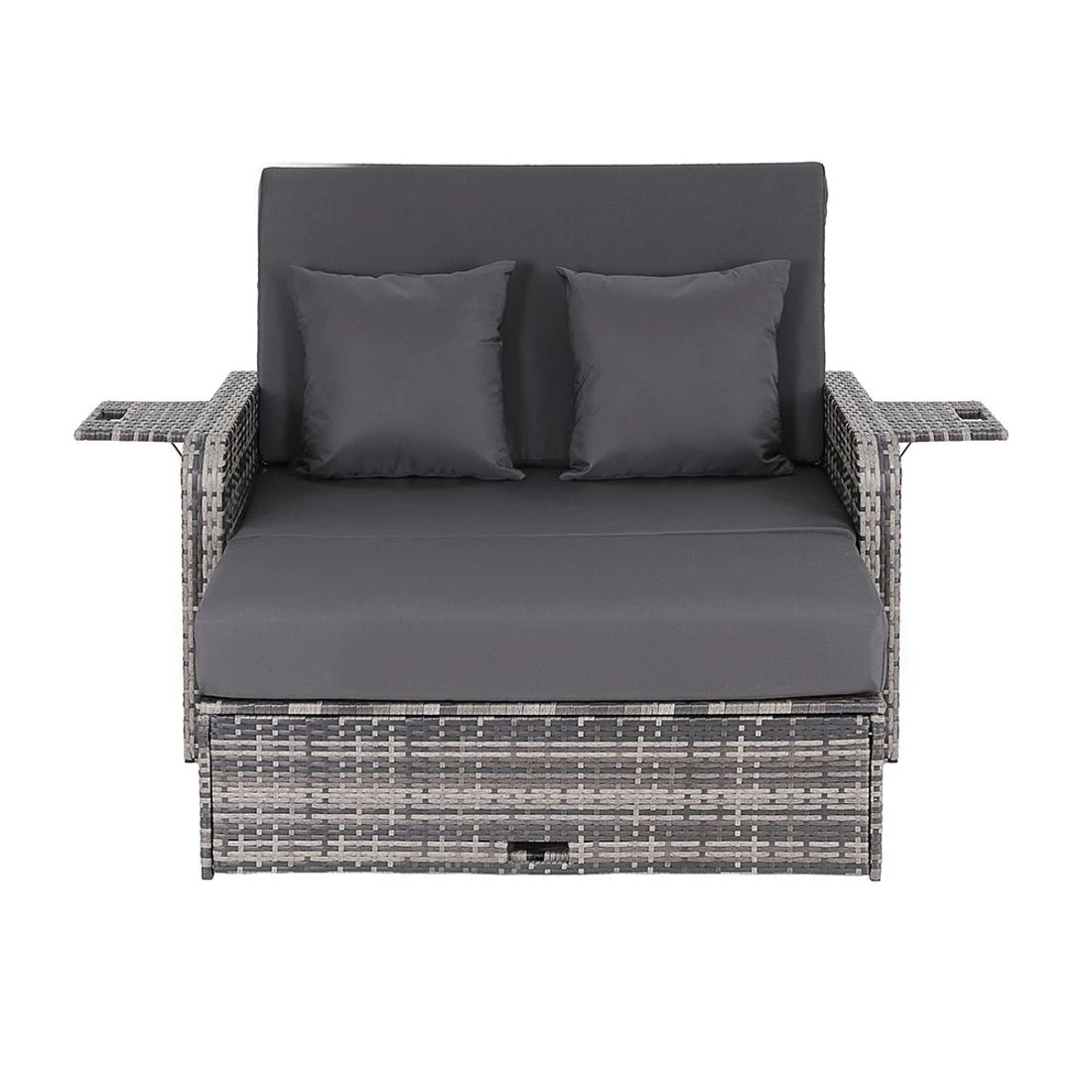3 Gardeon Outdoor Day Bed Sun Lounge Setting Wicker Lounger Patio Furniture - Grey, 3 of 10