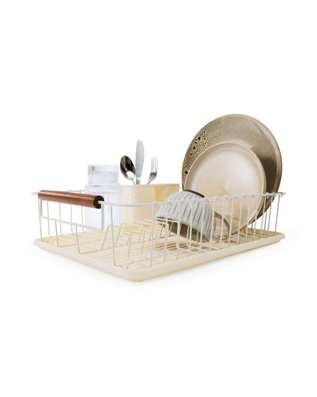 Off White Acacia Handle Dish 