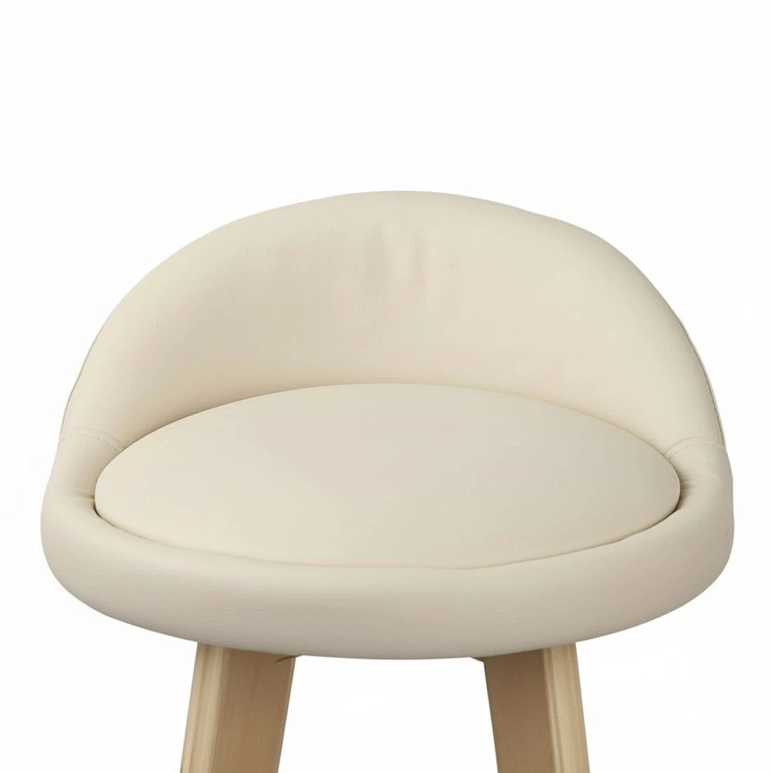 7 Artiss 2x Bar Stools Padded Leather Wooden - Beige, 7 of 8