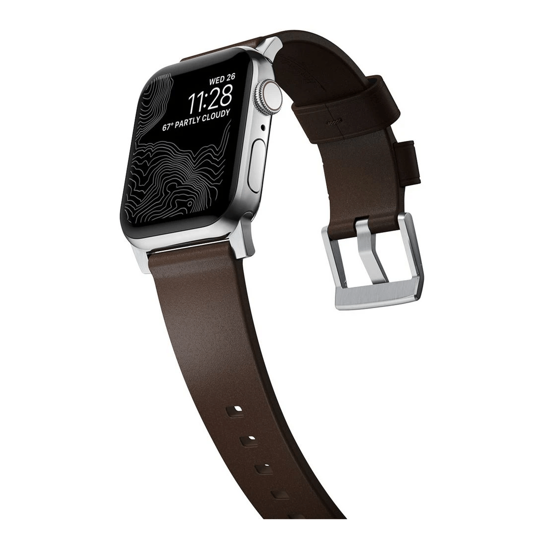 4 Nomad Apple Watch Band Leather 44-46mm Brown Silver, 4 of 4