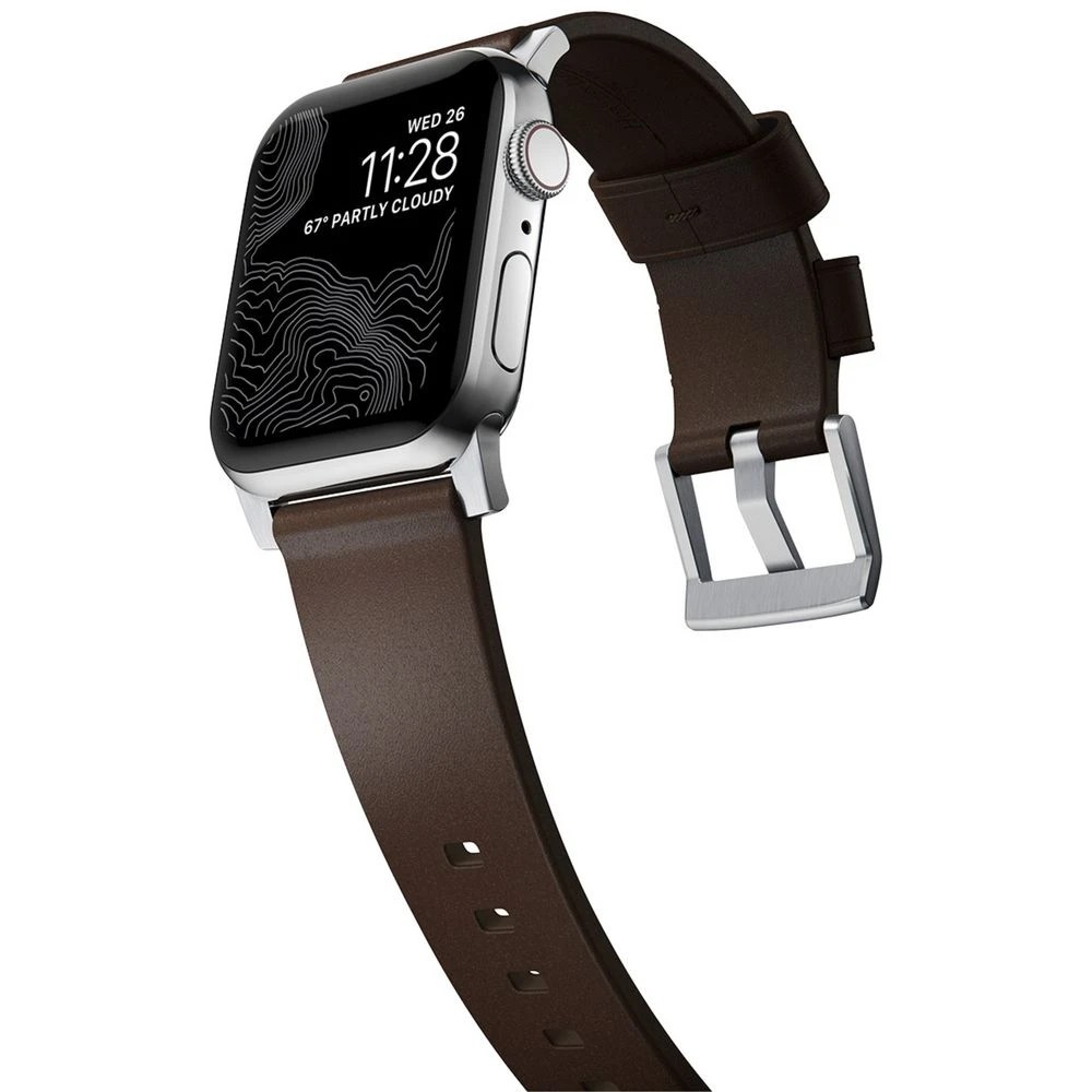 4 Nomad Apple Watch Band Leather 44-46mm Brown Silver, 4 of 4