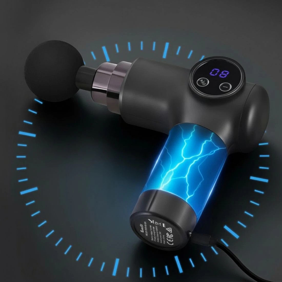 5 Everfit Massage Gun 8 Speed 4 Heads Vibration Muscle Massager Chargeable - Black, 5 of 6