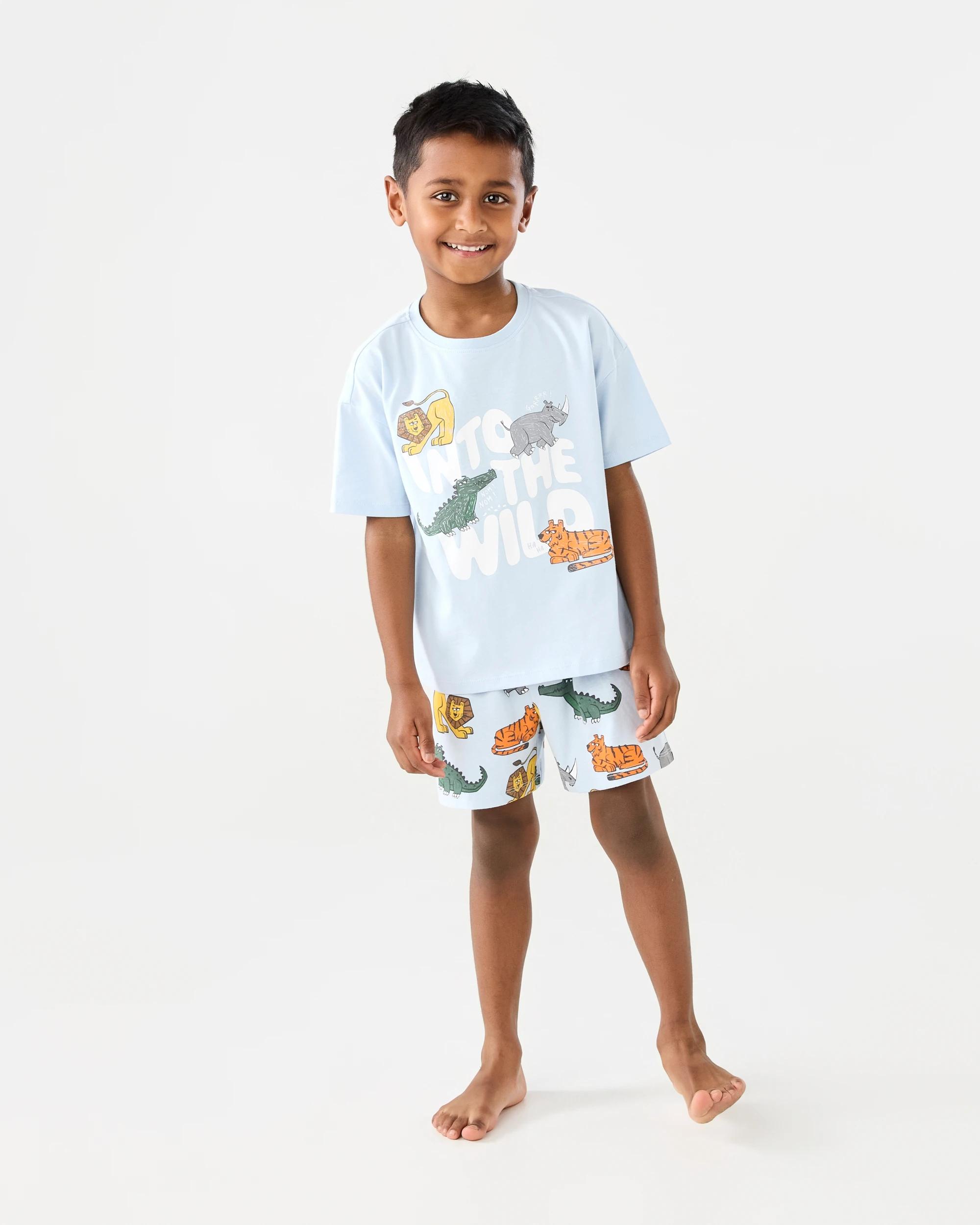 7 Short Sleeve Jersey Pyjama Set Blu Animal, 7 of 8