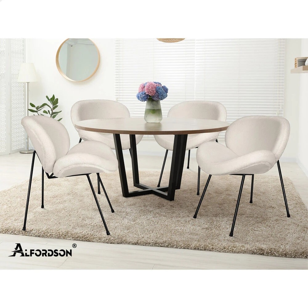 10 Alfordson Dining Chair Armchair Accent Kitchen Padded Living Room Sherpa - White, 10 of 10