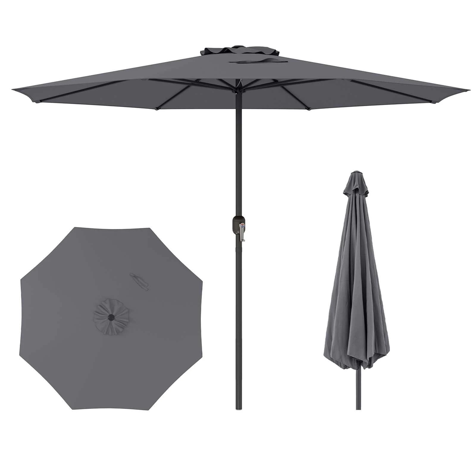 1 Costway 3.6m Patio Umbrella Market Double-Tiered Table Umbrella - Grey, 1 of 1